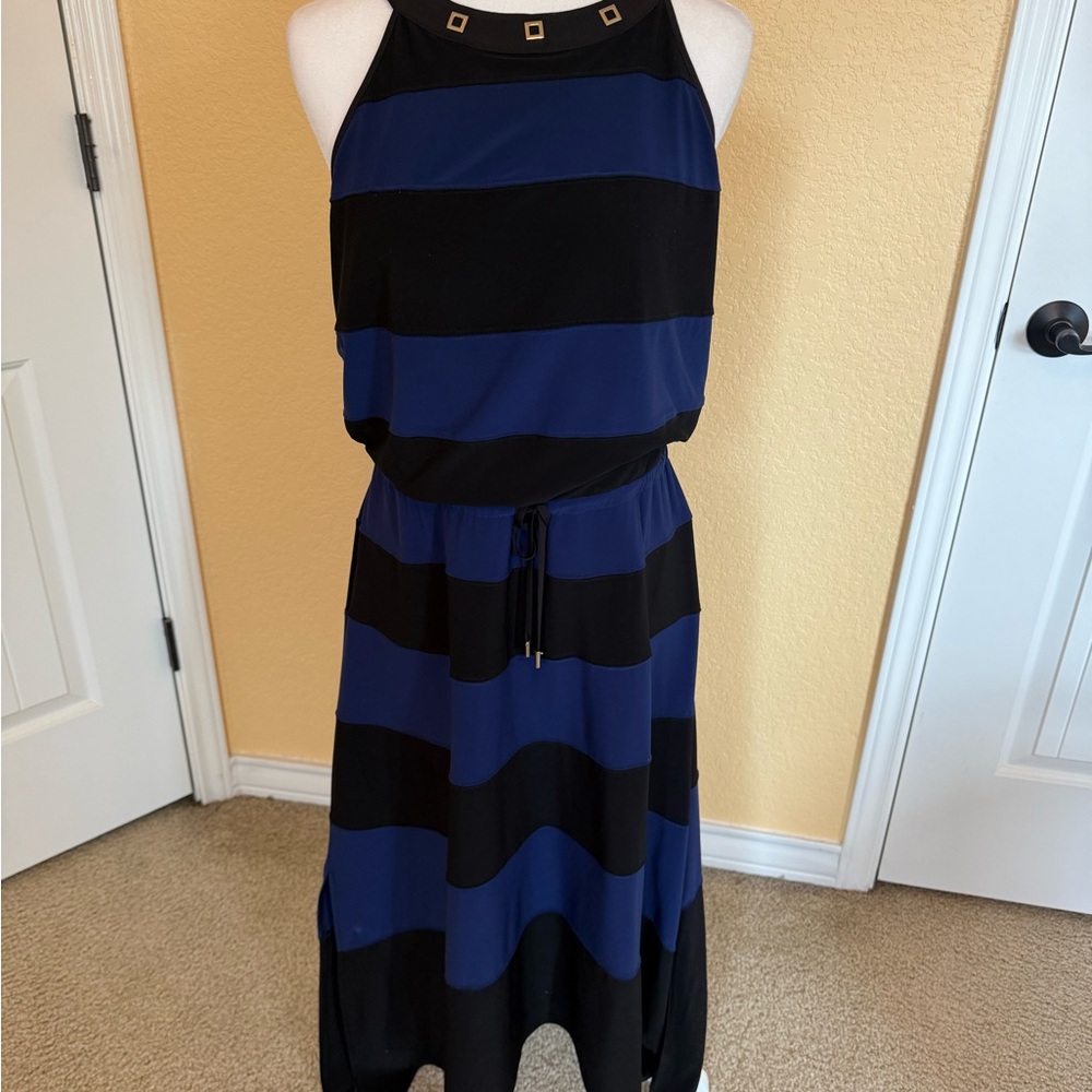 White House Black Market Blue and Black Halter Maxi Sundress
